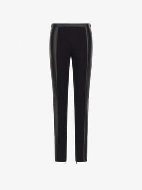 Roberto Cavalli Black Slim Ponte Leather Leg Pants